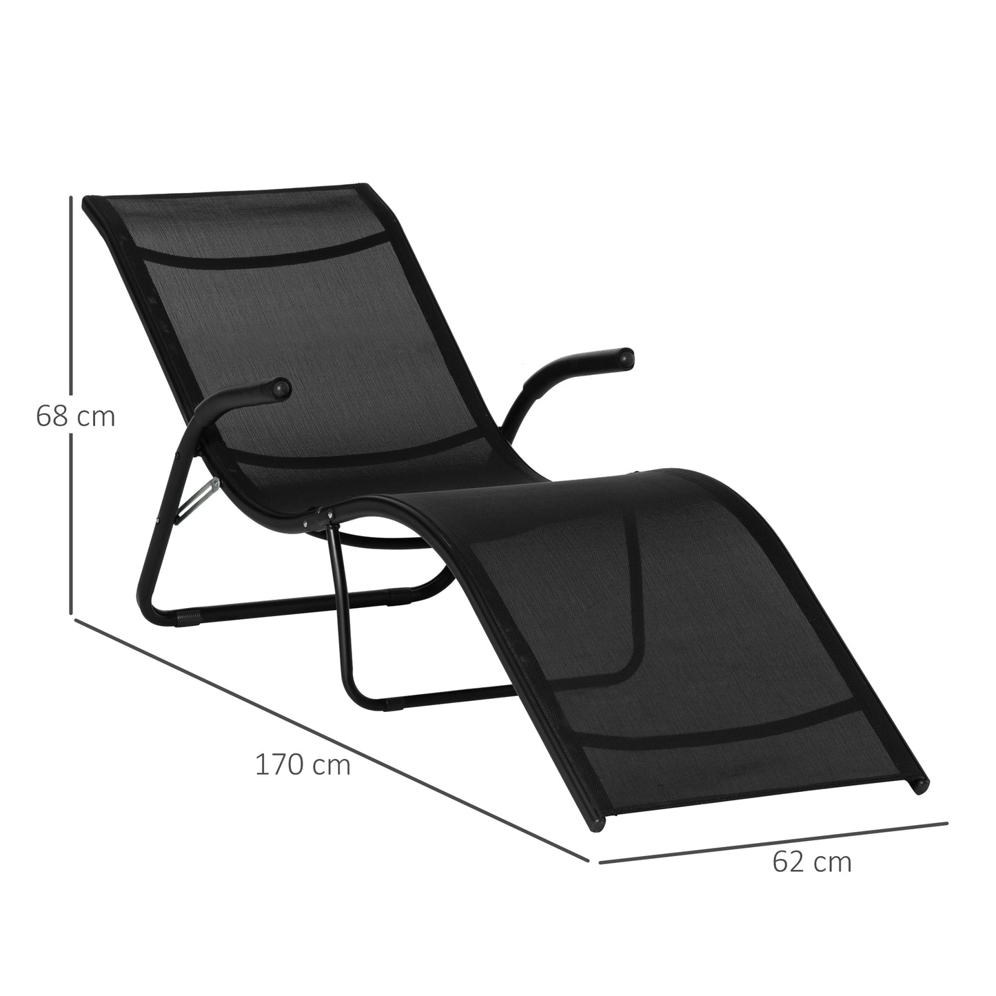 Outsunny Conjunto De 2 Tumbonas Plegables Con Reposapiés 170x62x68 Cm Negro_2