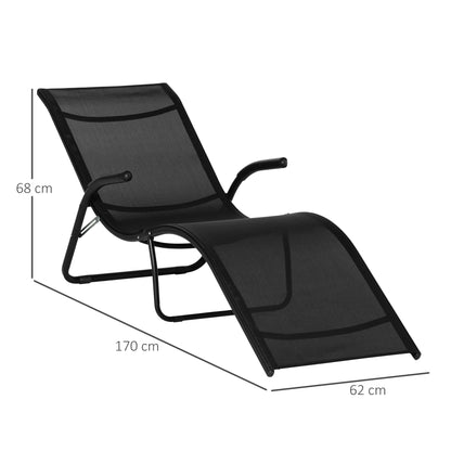 Outsunny Conjunto De 2 Tumbonas Plegables Con Reposapiés 170x62x68 Cm Negro_2
