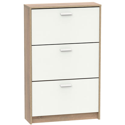 Zapatero Entrada Recibidor, Mueble Auxiliar Estrecho Zapatos, 3 Puertas, Madera 119,5x74x25 Cm, Briebe, Nova, Blanco