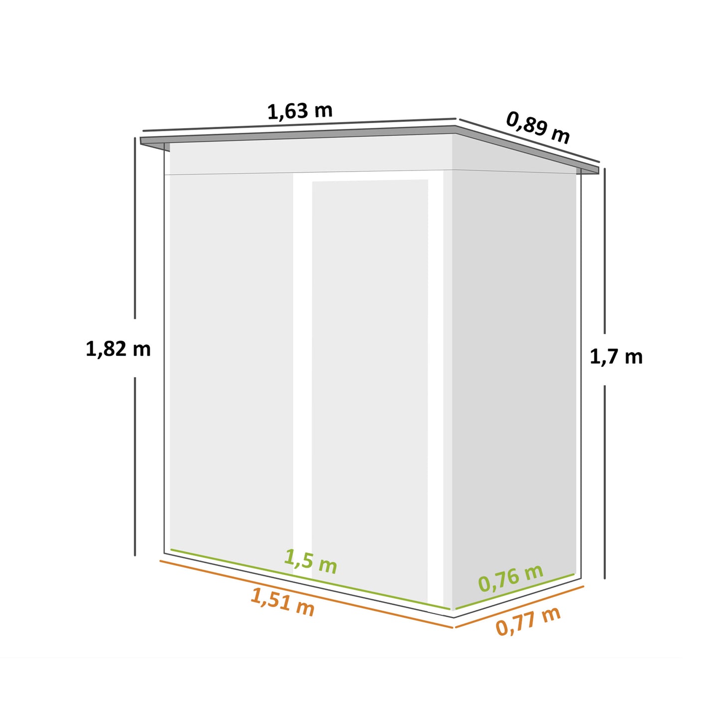Outsunny Caseta De Jardín Exterior 1,16 M² 163x89x182 Cm Con Puerta Corredera_2