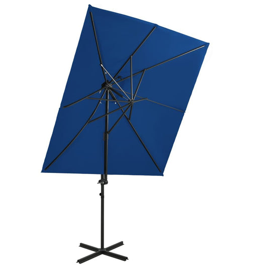 Vidaxl Sombrilla Jardín Voladiza Cubierta Doble Azul Celeste 250x250cm_0