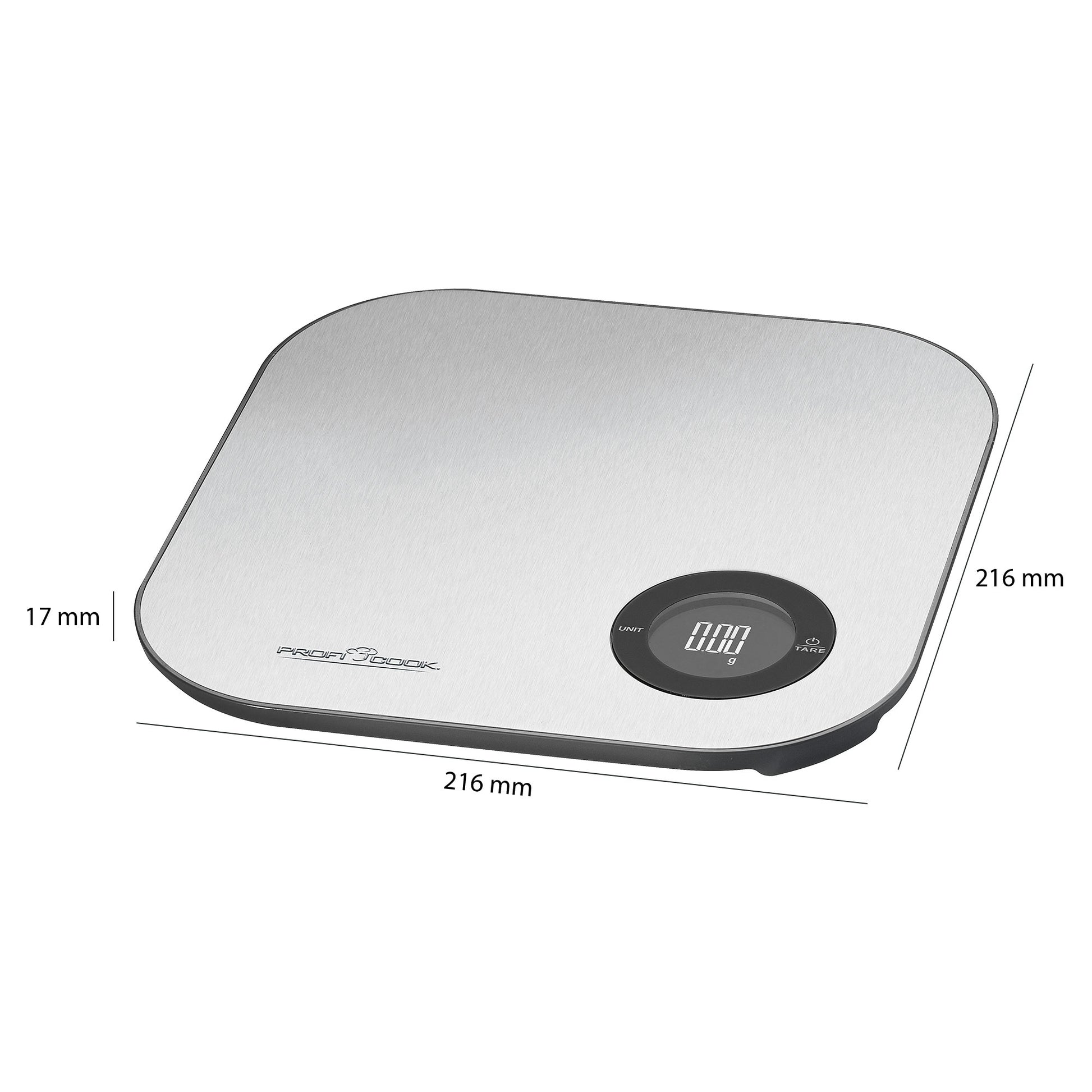 Báscula De Cocina Inteligente Bluetooth Con App, Precisión 1g, Hasta 5 Kg, Acero Inoxidable Proficook Kw 11158 Plata