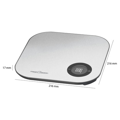Báscula De Cocina Inteligente Bluetooth Con App, Precisión 1g, Hasta 5 Kg, Acero Inoxidable Proficook Kw 11158 Plata