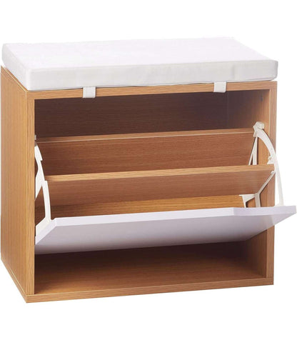Banco Zapatero 1 Puerta Acabado Cerezo/blanco, 46cm(ancho) 50cm(altura) 29.5cm(fondo)_1