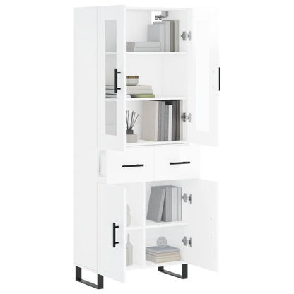 Aparador Alto Madera Contrachapada Blanco Brillo 69,5x34x180 Cm_2