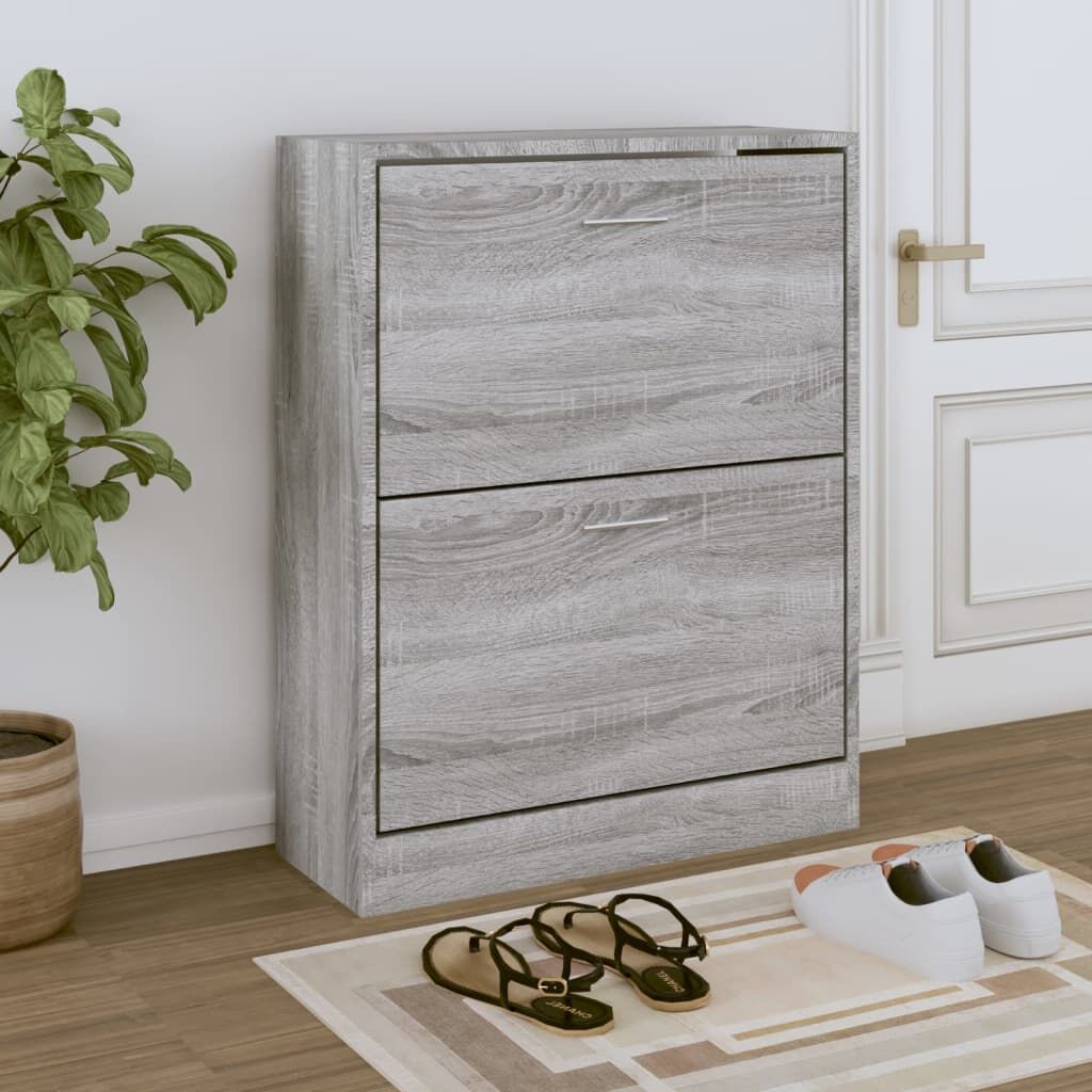 Vidaxl Mueble Zapatero Madera Contrachapada Gris Sonoma 63x24x81 Cm_1