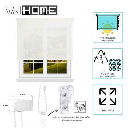 Estor Blanco Roto 140x175cm Translúcido Enrollable Wellhome_1
