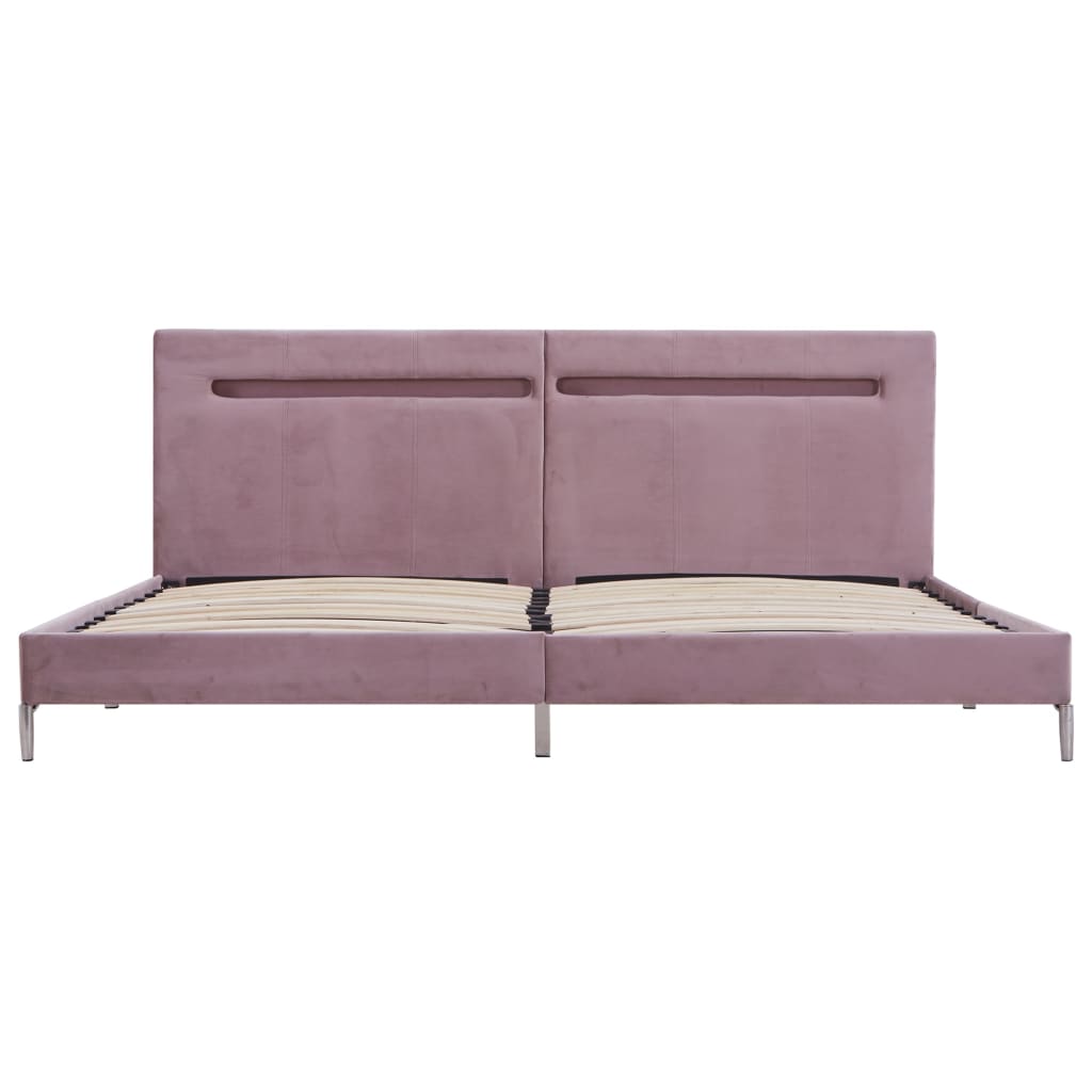 Estructura De Cama Con Led Sin Colchón Tela Rosa 180x200 Cm / Vetonek_4