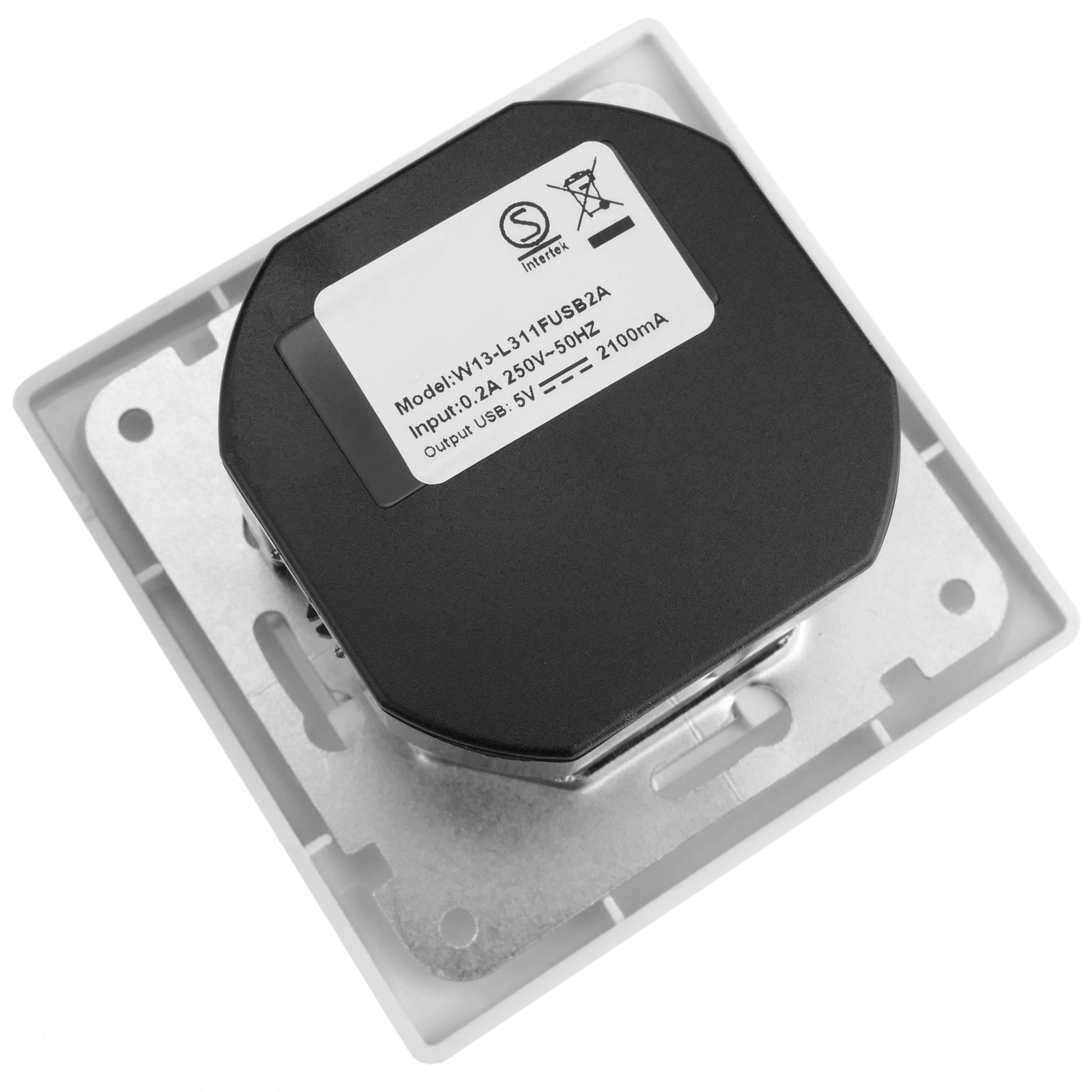 Base De Enchufe Schuko Con Usb 2 X A Hembra 80x80mm Lille Para Empotrar Plata Y Gris_2