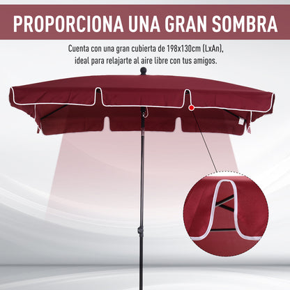 Outsunny Sombrilla De Jardín De Aluminio 198x130x245 Cm Rojo Vino_3
