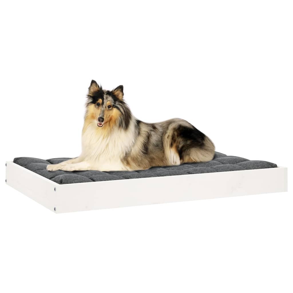 Cama Para Perros Madera Maciza De Pino Blanco 91,5x64x9 Cm / Vetonek_1