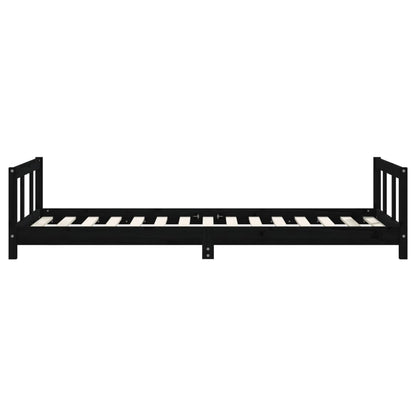 Estructura De Cama Para Niños Madera De Pino Negro 90x190 Cm / Vetonek_5