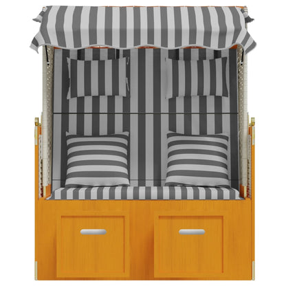 Silla Strandkorb Con Cojines Ratán Sintético Madera Blanco Gris_4