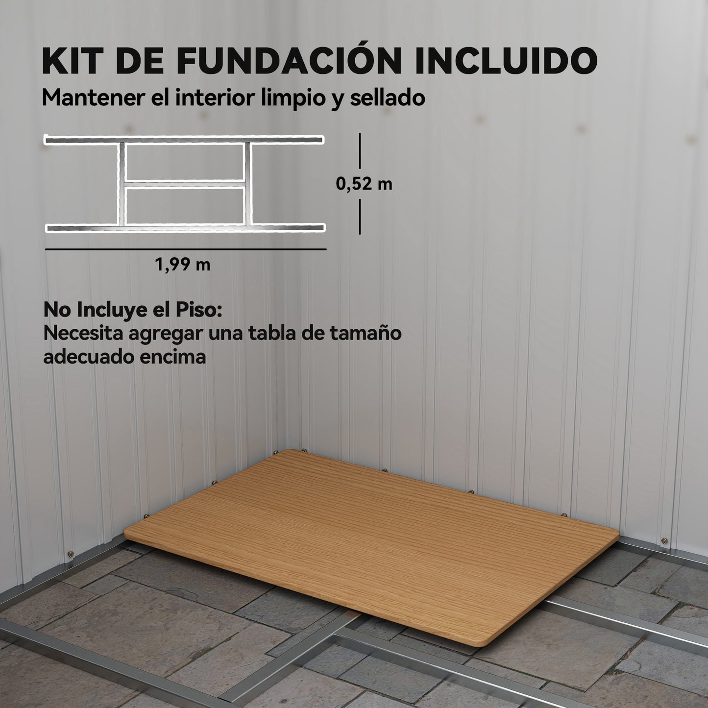 Outsunny Cobertizo De Jardín 213x130x172 Cm Base 2,42m² Con 2 Puertas Correderas_5
