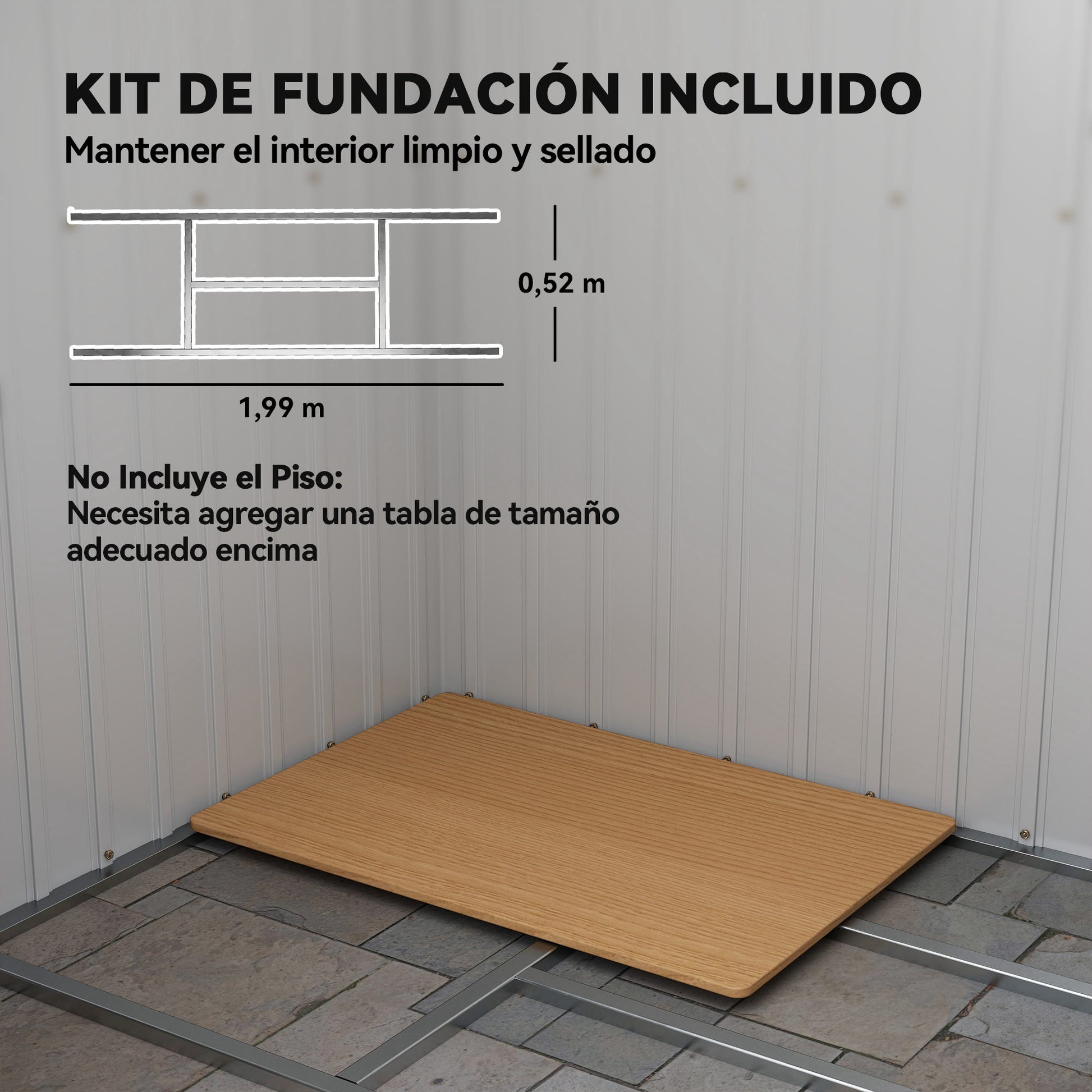 Outsunny Cobertizo De Jardín 213x130x172 Cm Base 2,42m² Con 2 Puertas Correderas_5