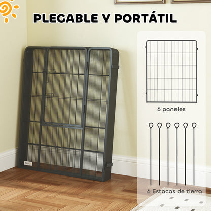 Pawhut Parque Para Perros De 6 Paneles De 100 Cm De Altura Con Puerta Negro_5