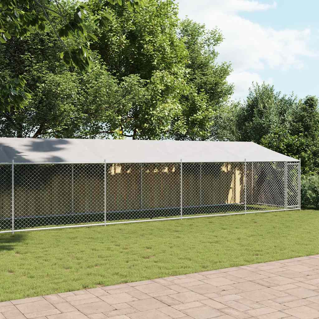 Jaula De Perros Techo Y Puerta Acero Galvanizado Gris 10x2x2 M_2