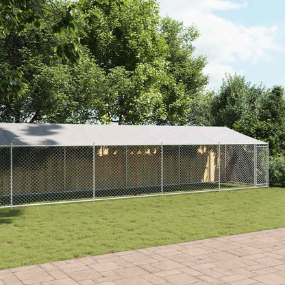 Jaula De Perros Techo Y Puerta Acero Galvanizado Gris 10x2x2 M_2