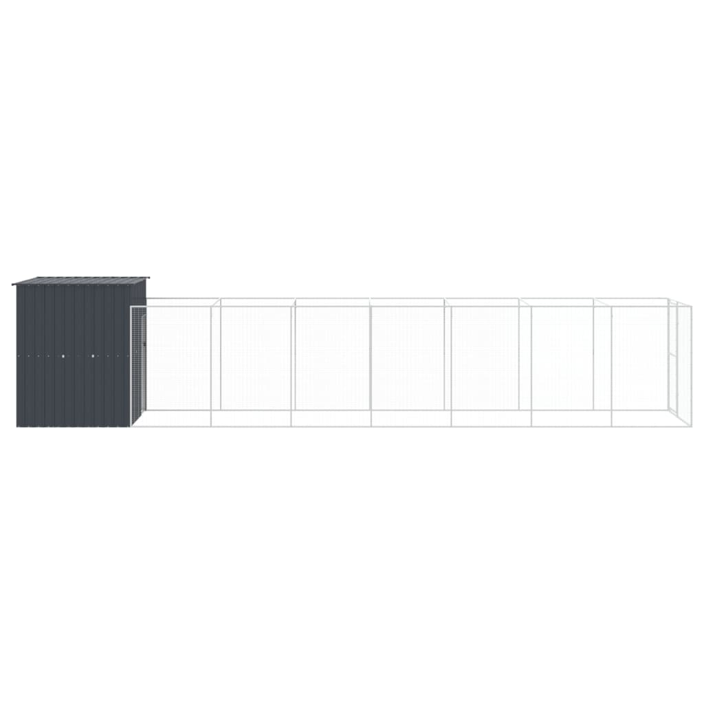 Caseta Perros Con Corral Acero Galvanizado Gris 165x863x181 Cm_3