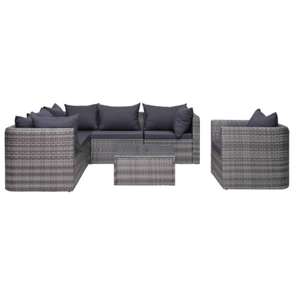 Vidaxl Set De Sofás De Jardín 7 Piezas Y Cojines Ratán Sintético Gris_1