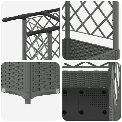Cama Elevada Con Trellis Y Techo Gris Claro 202,5 X 40 X 121 Cm_5