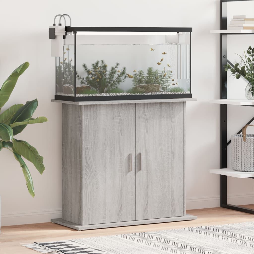 Vidaxl Soporte Para Acuario Madera Ingeniería Gris Sonoma 81x36x73 Cm_1