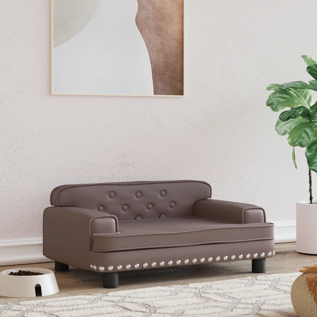 Cama Para Perros De Cuero Sintético Marrón 70x45x30 Cm / Vetonek_4