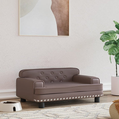 Cama Para Perros De Cuero Sintético Marrón 70x45x30 Cm / Vetonek_4