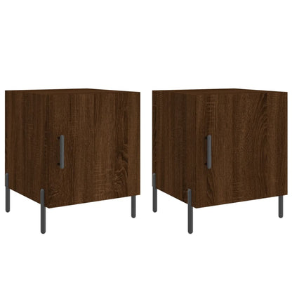 Mesitas Noche 2 Uds Madera Ingeniería Marrón Roble 40x40x50 Cm_0