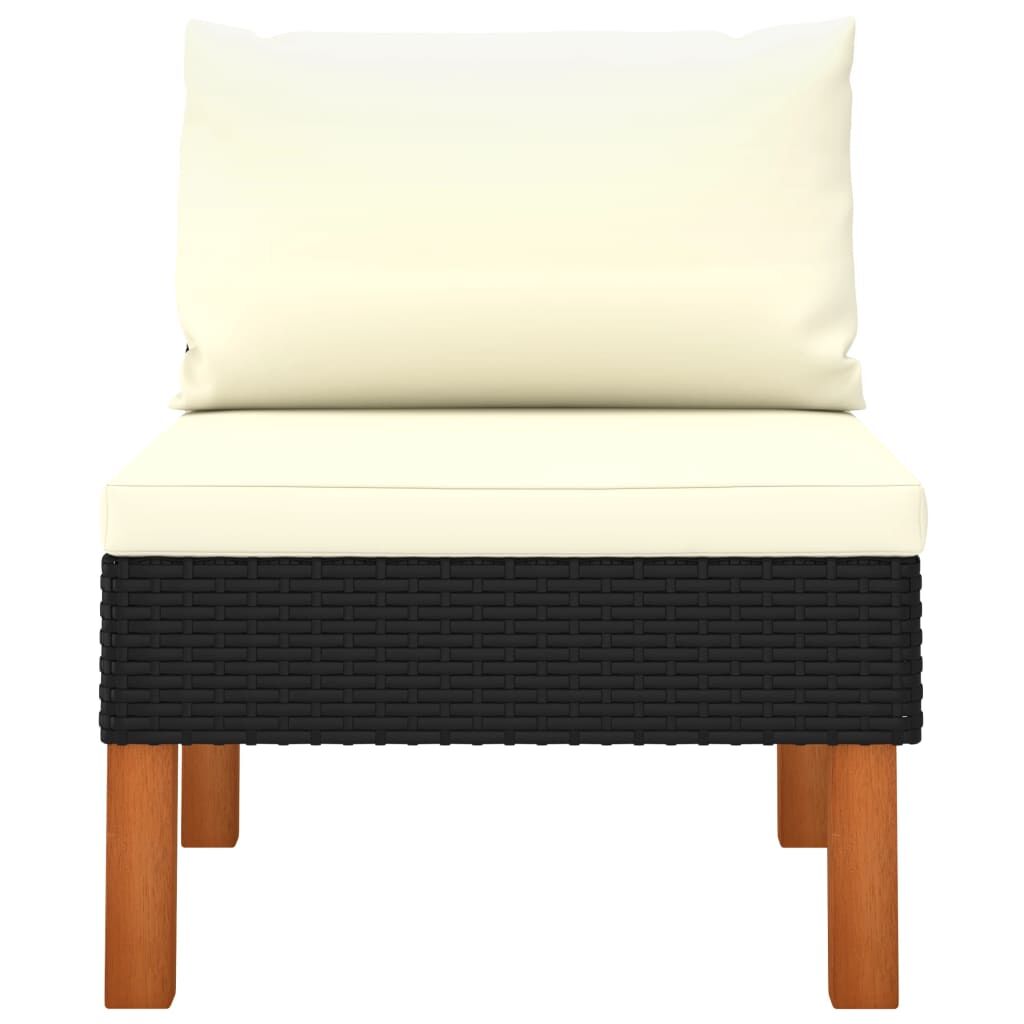 Vidaxl Sofás Centrales 2 Uds Ratán Sintético Y Madera De Eucalipto_3