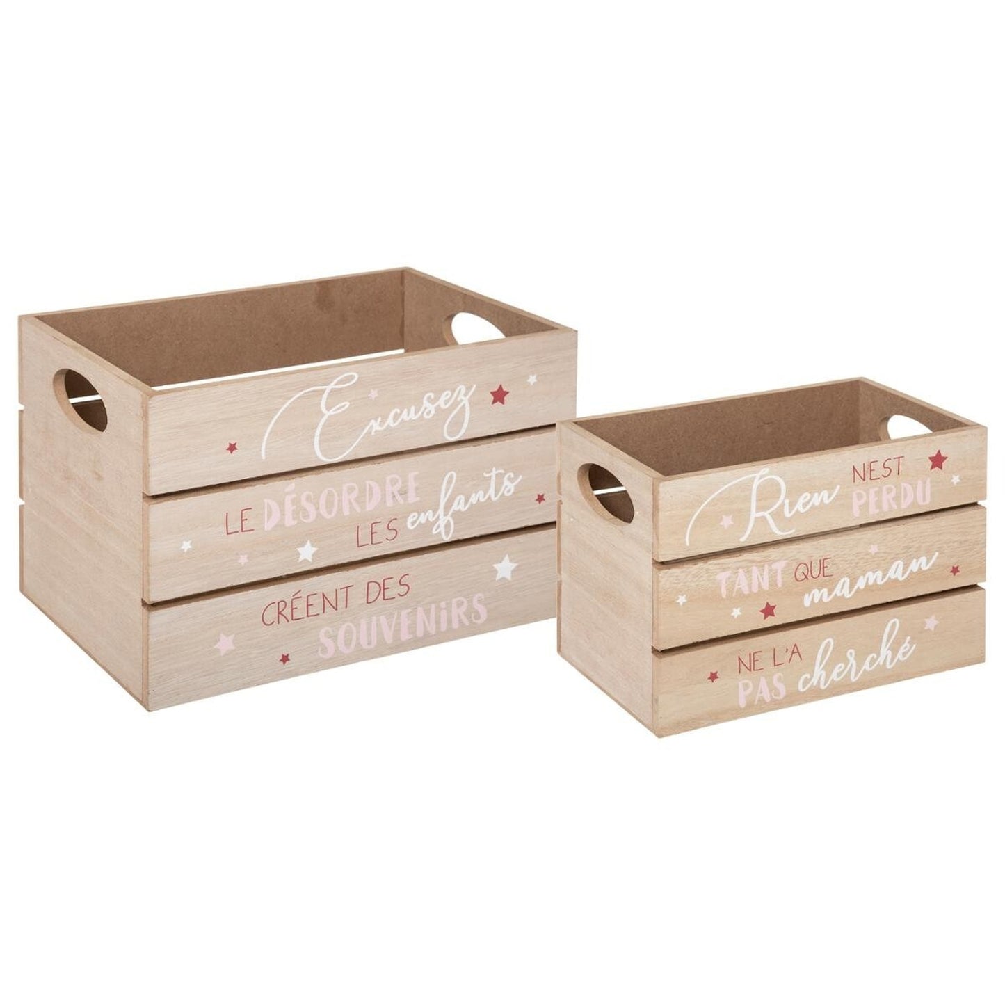 Juego De 2 Cajas De Madera Y Rosa_0