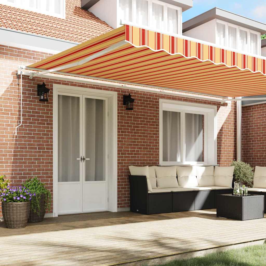 Toldo Retráctil Amarillo Y Naranja 500 X 350 Cm Tela Y Aluminio_2