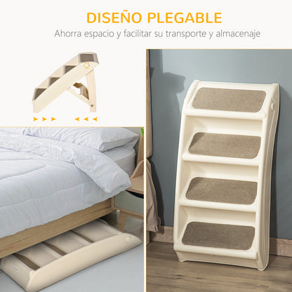 Pawhut Escalera Plegable Para Mascotas 4 Peldaños Con Alfombras Antideslizantes_3