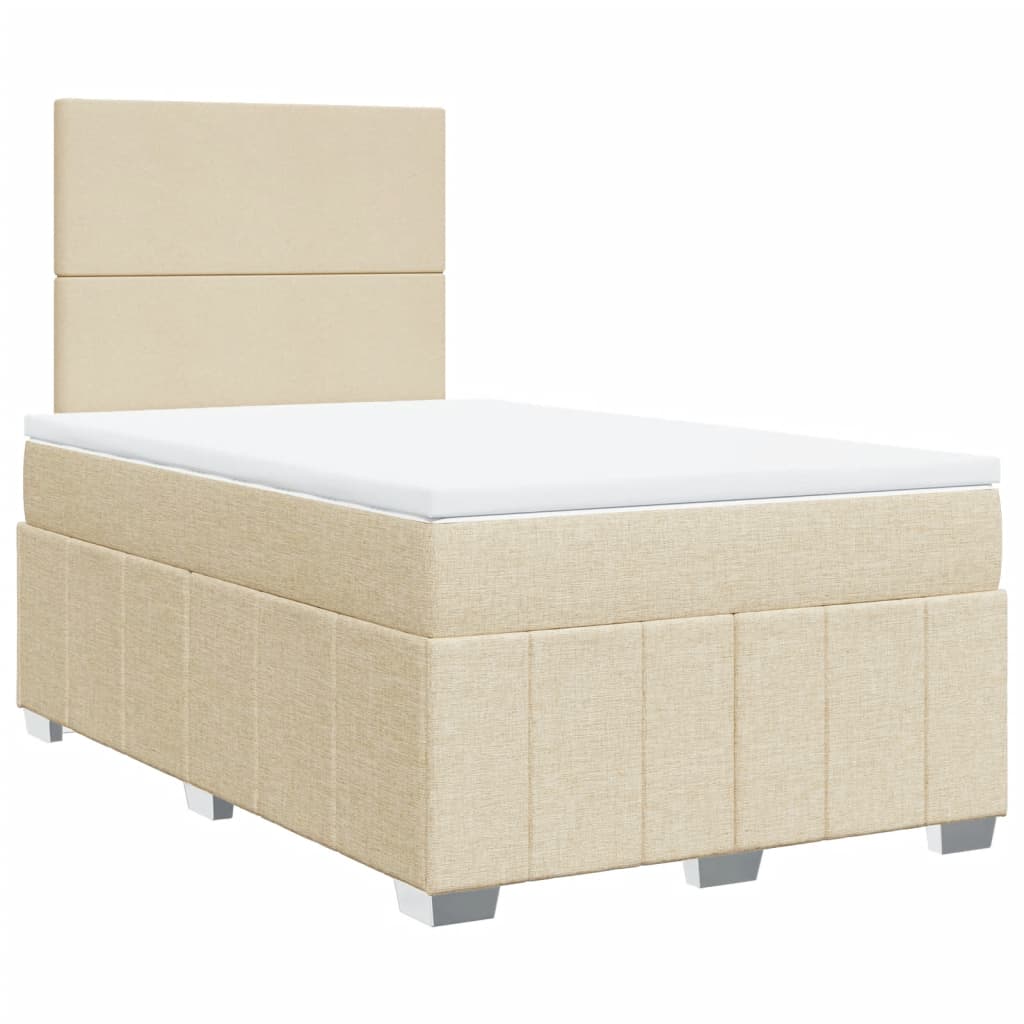 Cama Box Spring Con Colchón Tela Color Crema 120x200 Cm / Vetonek_1