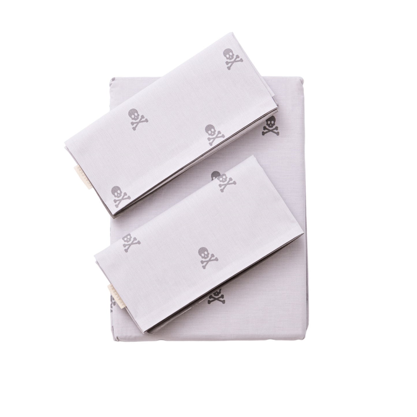 Set Cama (funda Nórdica 260x240cm + 2 Fundas Almohada  50x105cm) 100% Algodón Gris Oscuro & Gris Claro Calaveras Scalpers Home_0