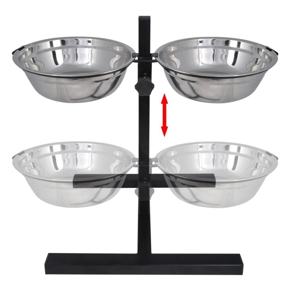 Vidaxl Soporte De Alimentación Ajustable Mascota 2x4.1l Tazón Inoxidable_1