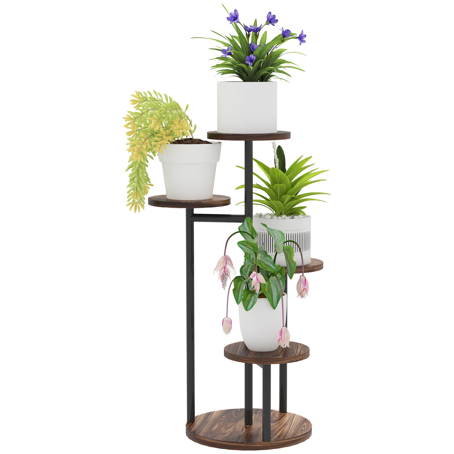 Outsunny Estantería Para Plantas De 5 Niveles De Madera 43x43x70 Cm Carbonizado_0