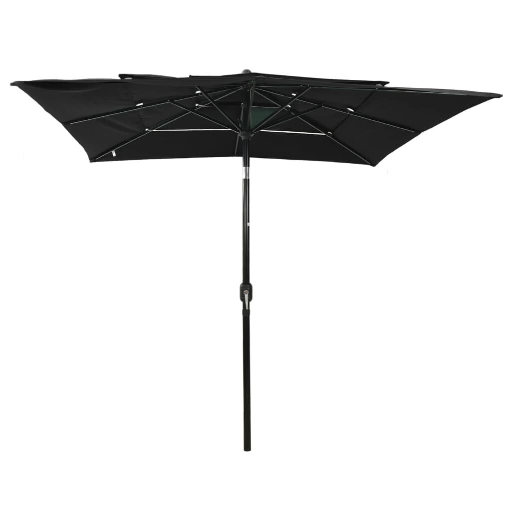 Vidaxl Sombrilla Jardín 3 Niveles Con Palo De Aluminio Negro 2,5x2,5 M_1