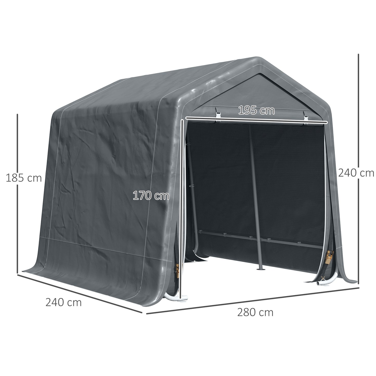 Outsunny Carpa De Jardín Exterior 2,8x2,4x2,4 M Con Puertas Con Cremallera Gris_2
