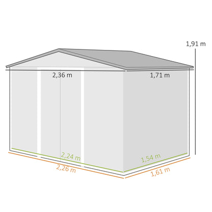 Outsunny Caseta De Jardín Exterior 3,6 M² 236x171x191 Cm Puerta Corredera Verde_2