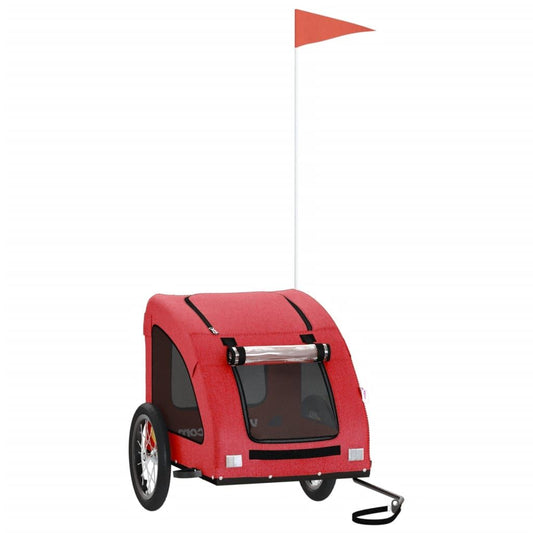Vidaxl Remolque De Bicicleta Mascotas Hierro Tela Oxford Rojo_0