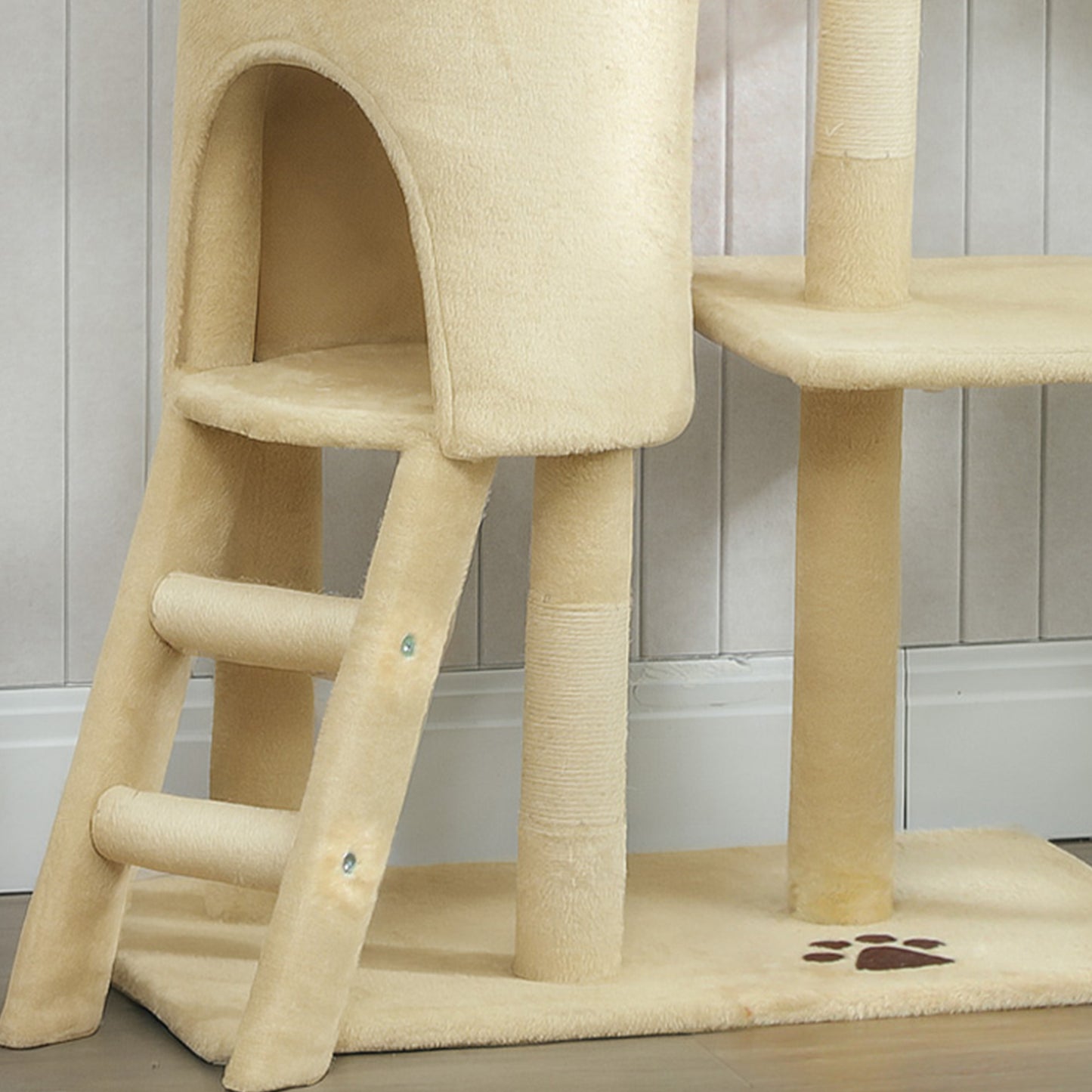 Pawhut Árbol Rascador Para Gatos Grande Altura 134 Cm Con 6 Postes De Sisal_4