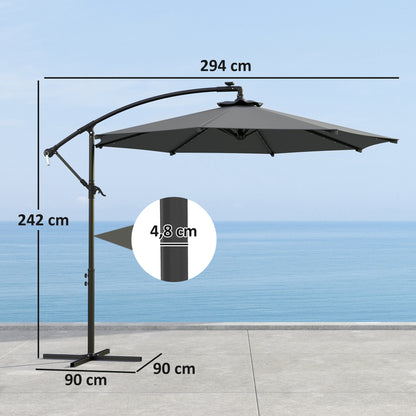 Outsunny Parasol Excéntrico Ø 294 Cm Con Base Cruzada Manivela Anti-uv 30+ Gris_2