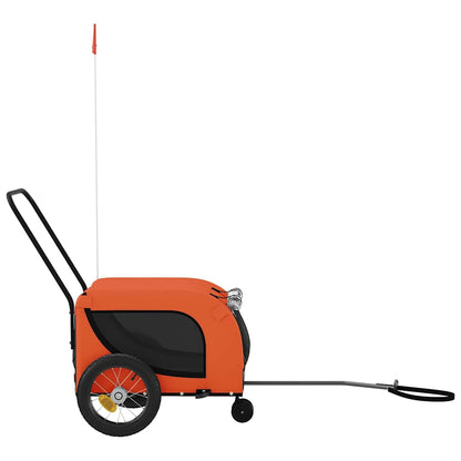 Remolque De Bicicleta Mascotas Hierro Tela Oxford Naranja Negro_4