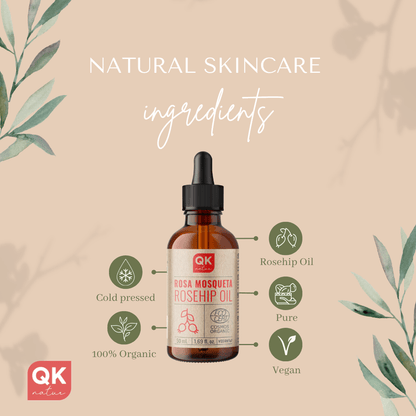 QKnatur - Aceite De Rosa Mosqueta 100% Puro Orgánico - 50 Ml - Para Cicatrices Y Estrías - Antiarrugas Y Antiedad_2