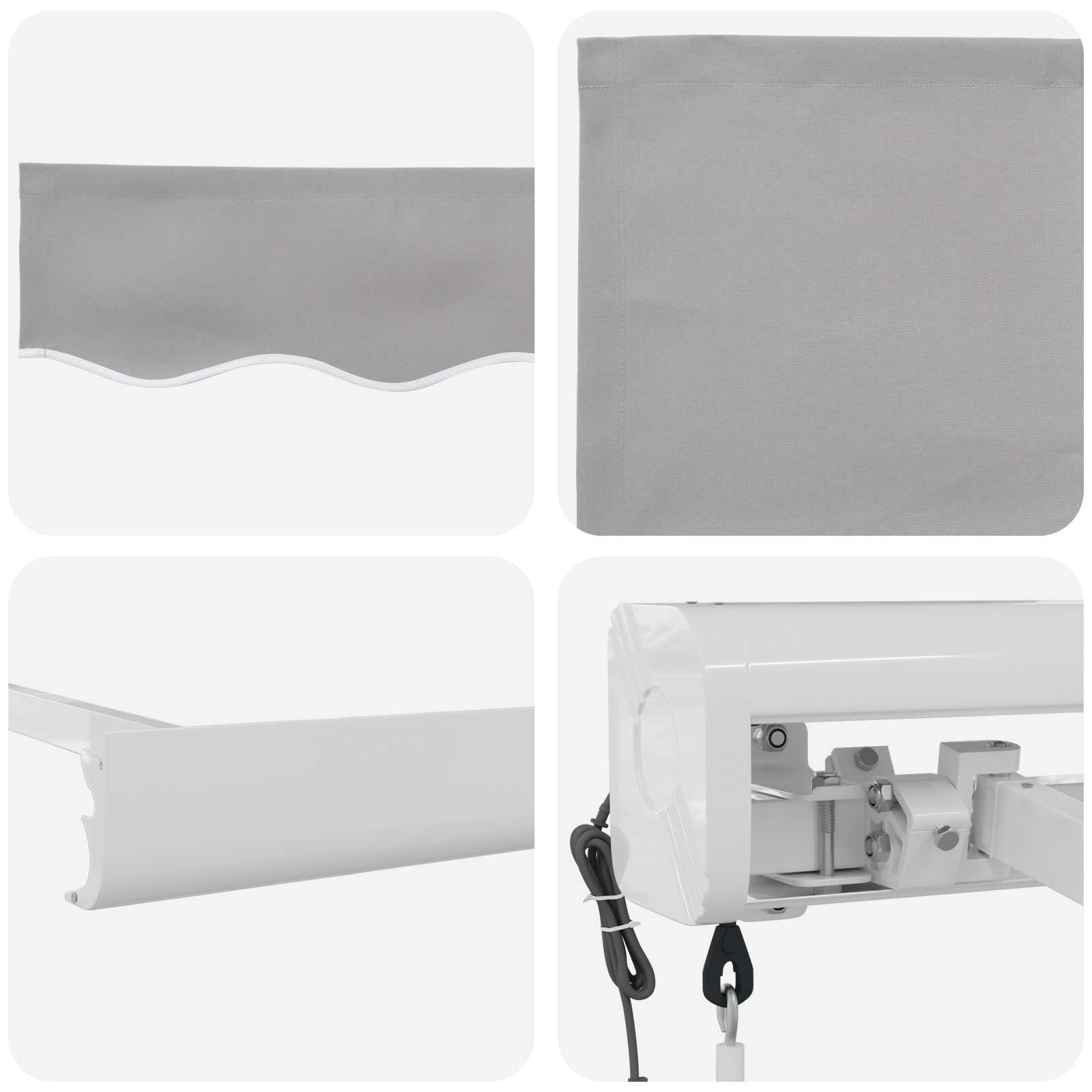 Toldo Retráctil Gris Claro 350 X 250 X 165 Cm Tela Y Metal_3