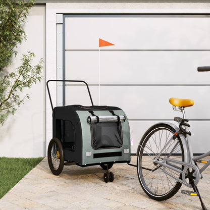 Vidaxl Remolque Bicicleta Para Mascotas Hierro Tela Oxford Negro Gris_1