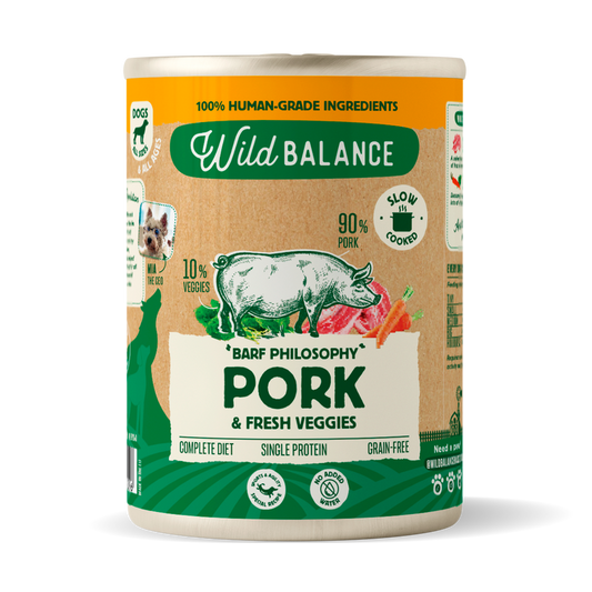 Lata de cerdo y verduras BARF para perros Wild Balance 400 g