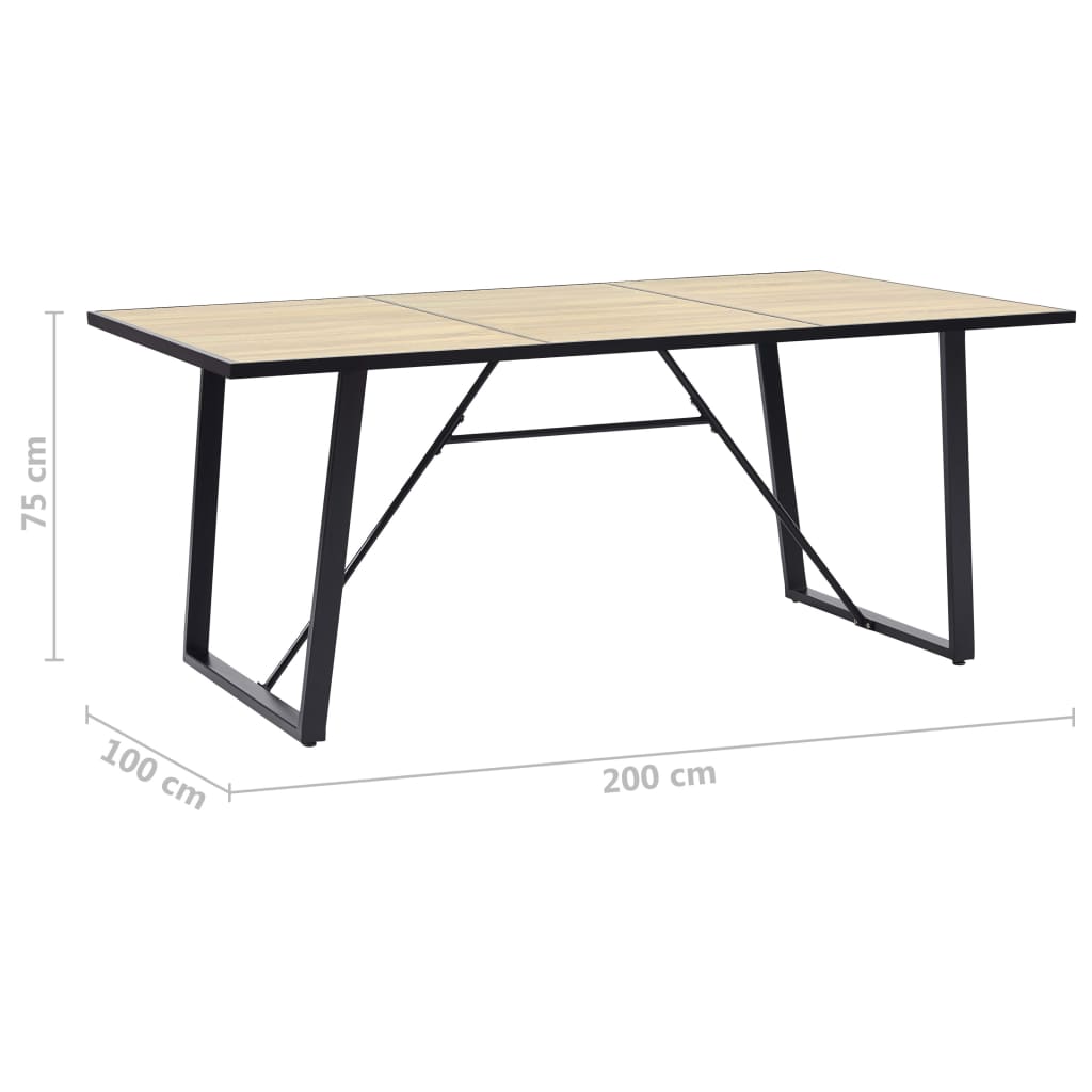 Mesa De Comedor De Mdf Color Roble 200x100x75 Cm_3