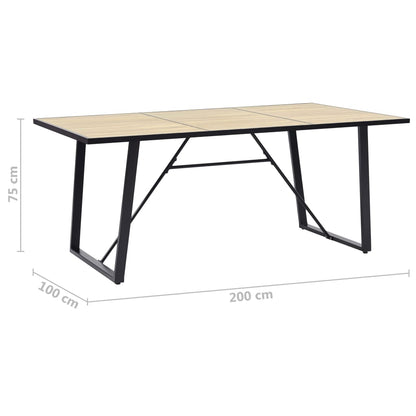 Mesa De Comedor De Mdf Color Roble 200x100x75 Cm_3
